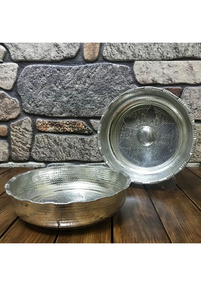 Kalaylı Bakır Hamam Tası 20 Cm Gümüş