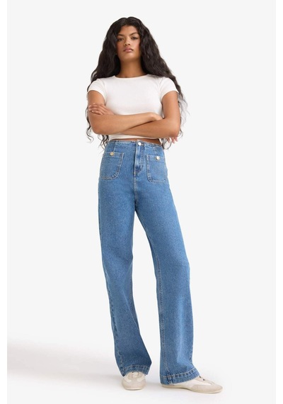 Defacto 90s Wide Leg Yüksek Bel Düz Paça Uzun Jean Pantolon E9121ax25aunm28 Mavi Defacto 90s Wide Leg Yüksek Bel Düz Paça Uzun Jean Pantolon E9121ax25aunm28 Mavi