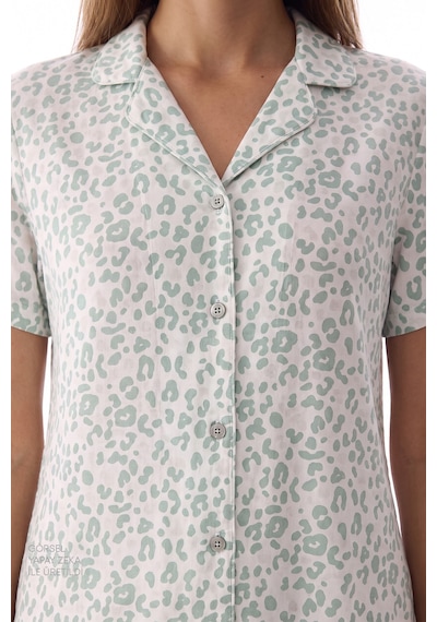 Penti Green Leopard Gömlek Pantolon Pijama Takımı Ge34