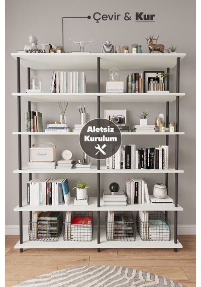 Çevir Kur 150 Cm Beyaz Kitaplık Beyaz Çevir Kur 150 Cm Beyaz Kitaplık Beyaz