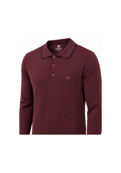 Classics Men Simenti Büyük Beden Erkek Polo Yaka Sweatshirt - 7809 Bordo