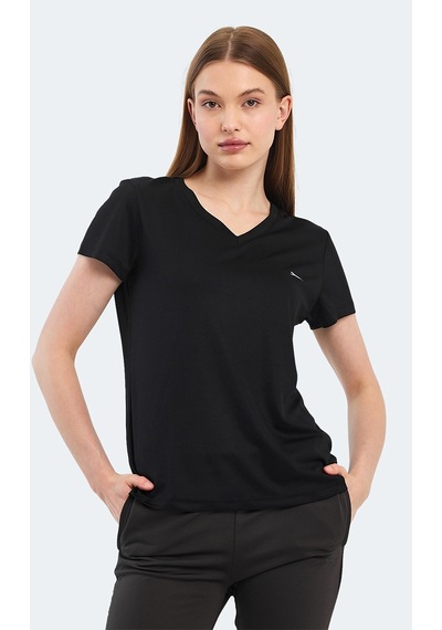 Slazenger RIVE Kadın V Yaka Siyah Tişört