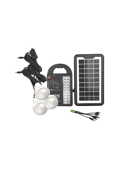 Gd-999 Güneş Enerjili Solar Aydınlatma Sistemi 3 Ampullü Powerbank Özellikli Taşınabilir Kamp Seti 1 Adet