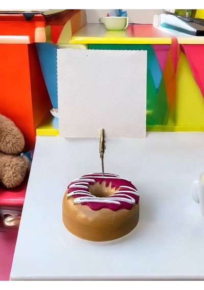 Vişne Pasta Süsü Desenli Donut Model Temalı Fotoğraf Not Tutacak Ofis Masası Not Tutacağı Hediyelik Visne