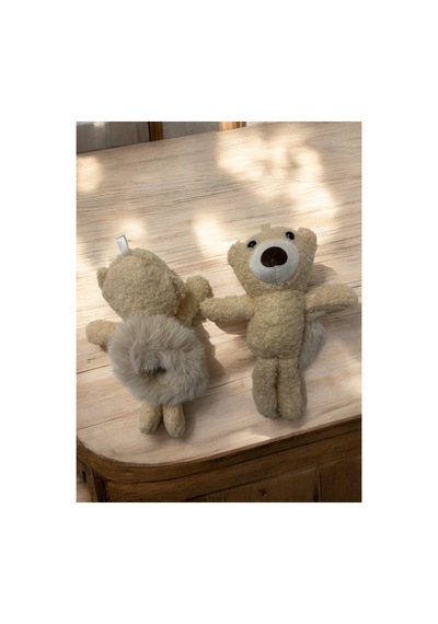 Ayıcıklı Peluş Lastik Simit Toka Krem - 673862609 Krem