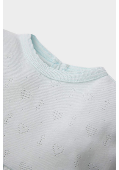 DeFacto Kız Bebek Pijama Takımı Ribana Uzun Kollu Üst Beli Lastikli Uzun Alt E0766A525SPBE61 Mavi