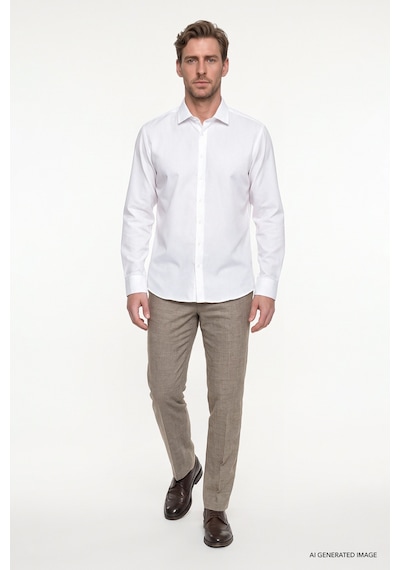 Ac&co Erkek Beyaz Non-ıron Ütü Gerektirmeyen %100 Pamuk Slim Fit Dar Kesim Klasik Yaka Gömlek