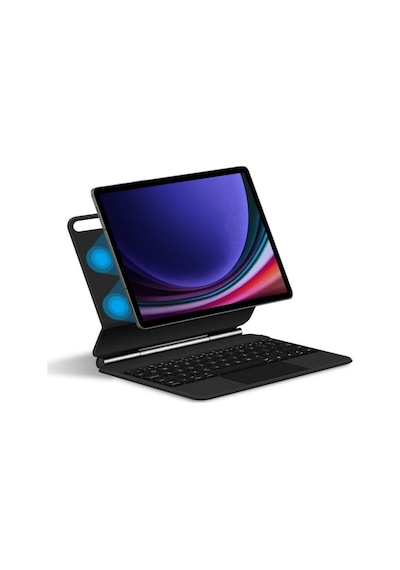 Galaxy X510 Tab S9 Fe Uyumlu 11 İnç Ledli Klavyeli Magnetik Tablet Kılıfı Klavyeli Kılıf