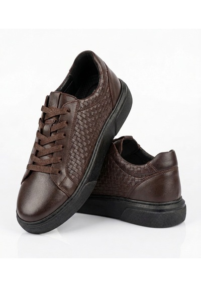 Growish Gd0110 Hakiki Deri Yüksek Taban Modern Örgün Desen Yüksek Eva Taban Sneaker Ayakkabı Koyu Kahverengi Growish Gd0110 Hakiki Deri Yüksek Taban Modern Örgün Desen Yüksek Eva Taban Sneaker Ayakkabı Koyu Kahverengi