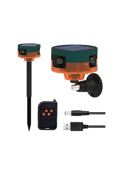 Ayt Powermaster Pm-26947 Mikrofonlu Sesli Hayvan Kovucu Alarm Cihazı Solar Güneş Enerjili Panelli Vahşi Hayvan Kovacağı
