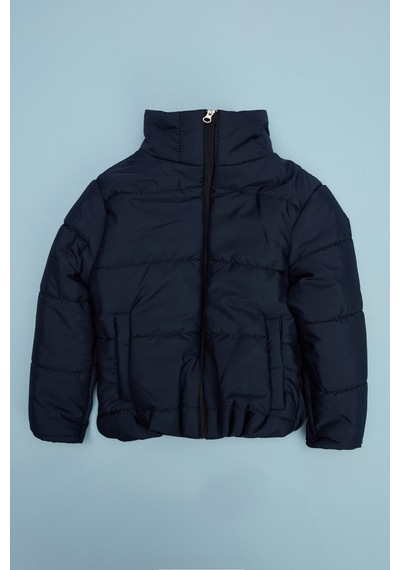 Fullamoda Beli Lastikli Crop Kız Çocuk Şişme Mont Lacivert