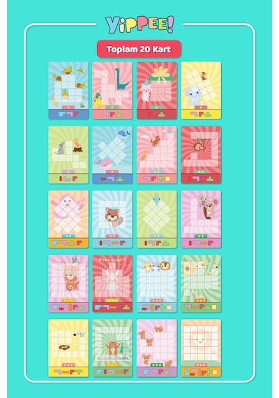 Block Puzzle - Eğitici Zeka Oyunu 7 Blok 20 Seviye Kart 3 Zorluk Akıl Ve Mantık Oyunu