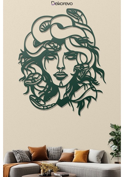 Medusa Metal Duvar Tablosu - Yosun Yeşili - 40 X 50 Cm Yeşil