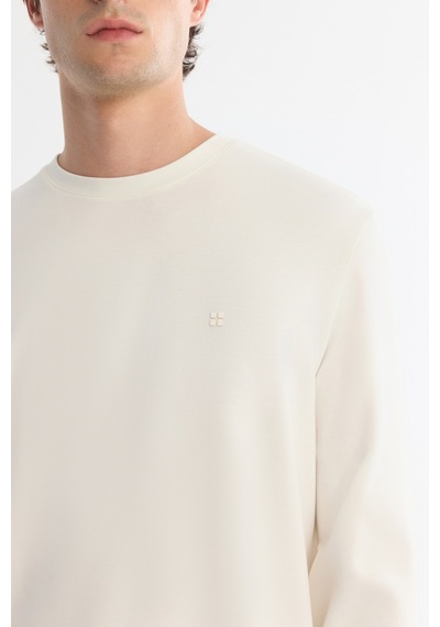 Avva Erkek Ekru Bisiklet Yaka Viskon Karışımlı Basic Regular Fit Sweatshirt A42y1350