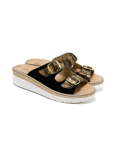 Sandalet Kadın 5619 Green Life Stretch Women's Footwear Black Siyah