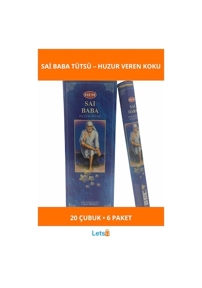 Hem Sai Baba Aromalı Çubuk Tütsü 6 Paket Huzur Verici Koku