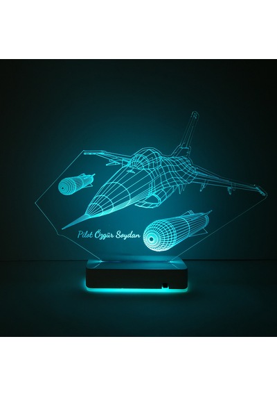 Kişiye Özel F16 Savaş Uçağı Masaüstü 3D Led Lamba