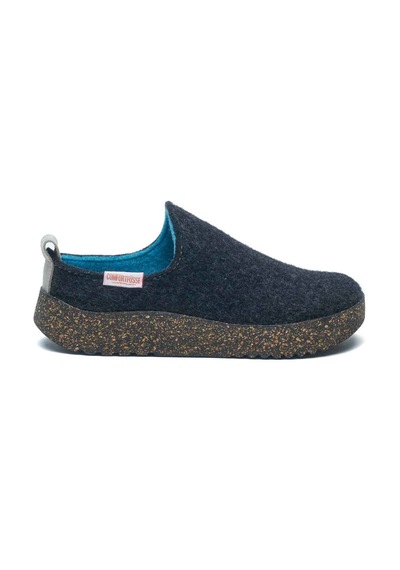 Comfortfusse Olwen-w - Kadın Ortopedik Yün Keçe Ev Ayakkabısı Koyu Gri Yün