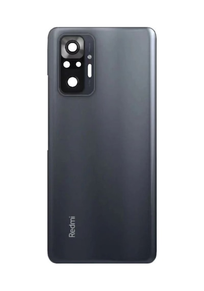 Xiaomi Redmi Note 10 Pro Siyah Kamera Camlı Arka Cam Batarya Pil Kapağı Telefon Arka Kapak