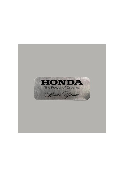 Kişiye Özel Metal Etiket Honda İsim Soyisim 3x7 Cm Arkası Yapışkanlı 1 Adet