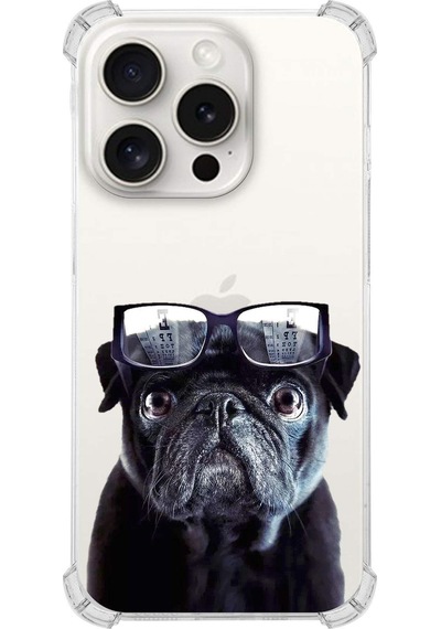 Apple Uyumlu iPhone 15 Pro Köpek 3 Baskılı Şeffaf Köşe Korumalı Antişok Kılıf