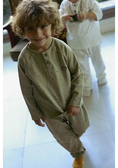Littlegusto Little Gusto Bebek Pijama Takımı Cosmos Haki Organik Pamuk Çok Renkli