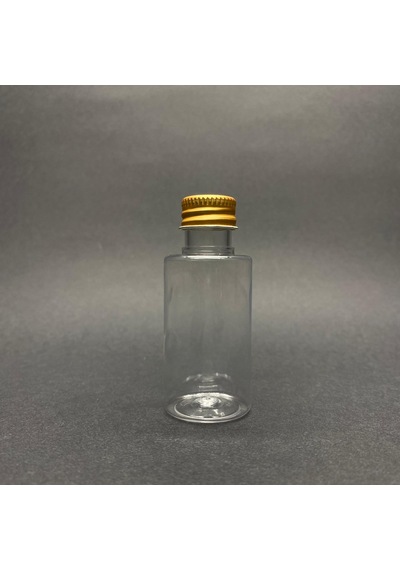 30 Cc Pet Şişe Silindir Kısa - Gold Metal Kapaklı- 30ml Pet Şişe-