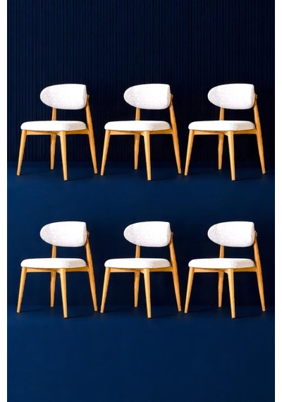 Polo Ahşap Sandalye 6 Adet Ahşap Mutfak Sandalyesi Salon Sandalyesi Yemek Masası Sandalyesi Beyaz