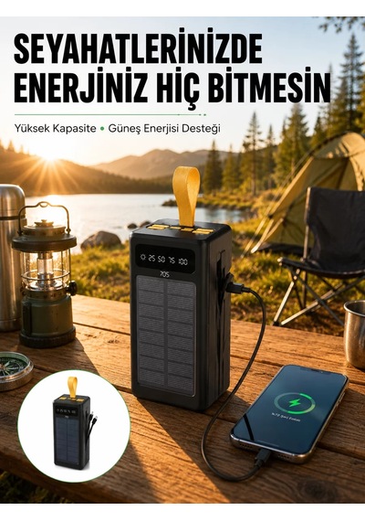 Taşınabilir Güneş Panelli Powerbank Çoklu Cihaz Şarj Destekli Yeni Nesil 30.000 Mah 29932232