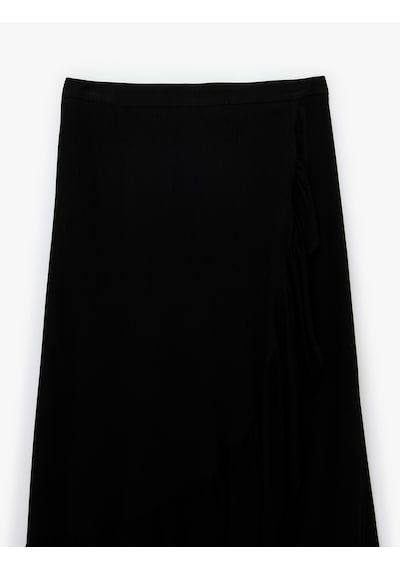 Koton Viskon Crinkle Kumaş Midi Etek Siyah 6sak70014ew Siyah