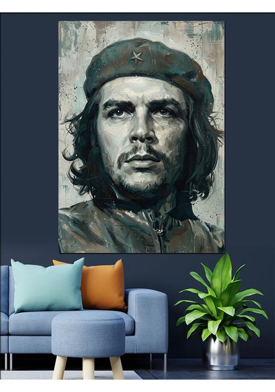 Che Guevara İkonik Devrimci Portresi Dekoratif Kanvas - Mdf Ahşap Tablo