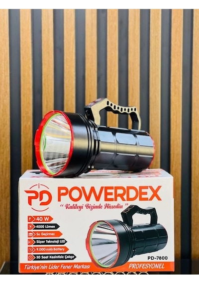 Powerdex Pd-7800 40w 4000 Lümen Şarjlı El Feneri Siyah