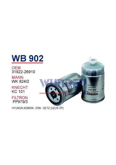 Wunder Wb902 Mazot Filtresi - Hyundai Admira - Era - Getz (Uzun T 540135891