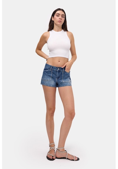 it's basic Kadın Mavi T-2s6-4 Drop Detaylı Mini Özel Tasarım Denim Şort