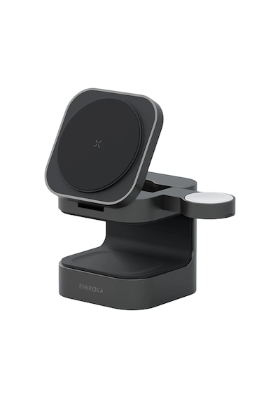 Magcube 3in1 Katlanabilir 15w Telefon Saat Apple Uyumlu AirPods Masaüstü Hızlı Şarj Standı - Koyu Gri