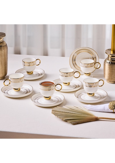 Aryıldız Aurelia Gold 12 Parça 6 Kişilik Kahve Fincan Takımı 90 Ml Çok Renkli