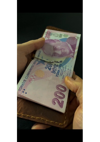 İnfinite Hide Leather Hakiki Deri Para Klipsli Cüzdan Taba