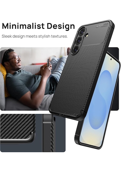 Samsung Galaxy S25 Plus Uyumlu Kılıf Kamera Korumalı Karbon Silikon Kap