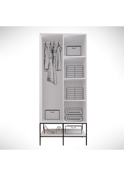 Pasific Home Martin 2 Kapaklı Gardırop Elbise Dolabı Parlak Beyaz