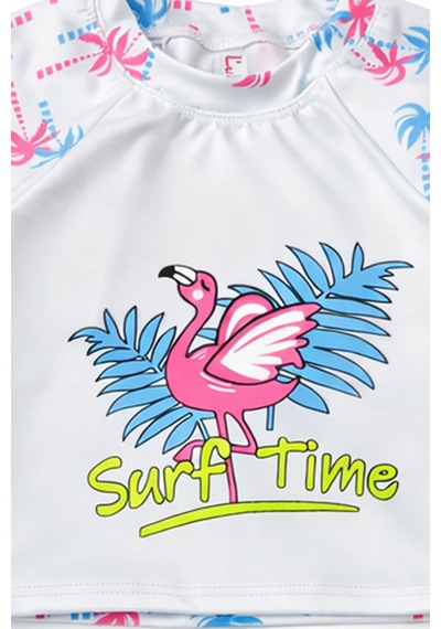 Beniizle Flamingo Baskılı Uzun Kollu Kız Çocuk Mayo Açık Mavi