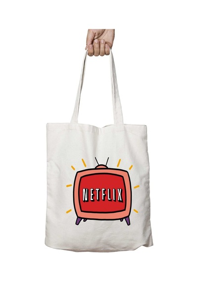 Art Hediye Netflix Png Transparent İki Taraf Kalıcı Yıkanabilir Okul Plaj Omuz Bez Çanta Çok Renkli
