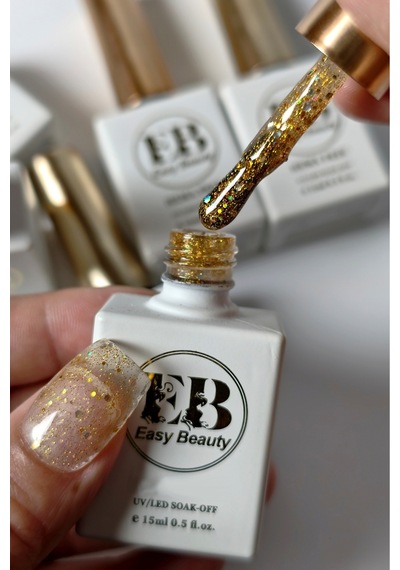 Altın Simli Kalıcı Oje - Nail Art Oje - Tpo İçermez - Glıtter Gel Polısh G5 60-g5