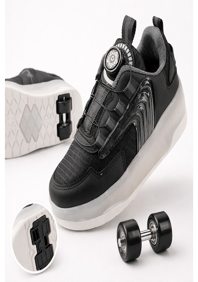Muggo Flow Çocuk Işıklı Patenli Tekerlekli Sneaker Spor Ayakkabı Siyah