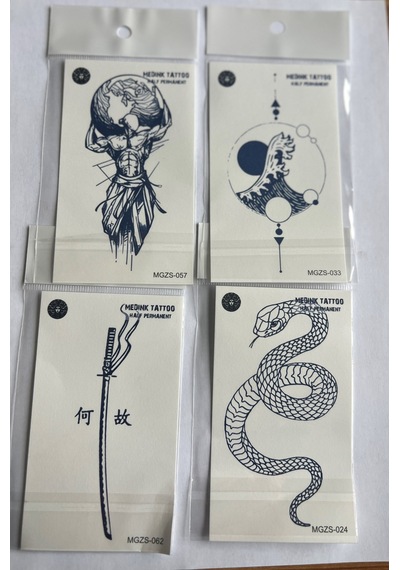 Vahşi 4 Adet Minimal 11x8 Cm 3 Hafta Kalıcı Yarı Kalıcı Geçici Dövme