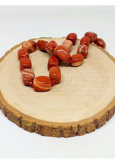 Yasam Tohumu Jasper Taşı Şekilli Kolye 39825 Pembe
