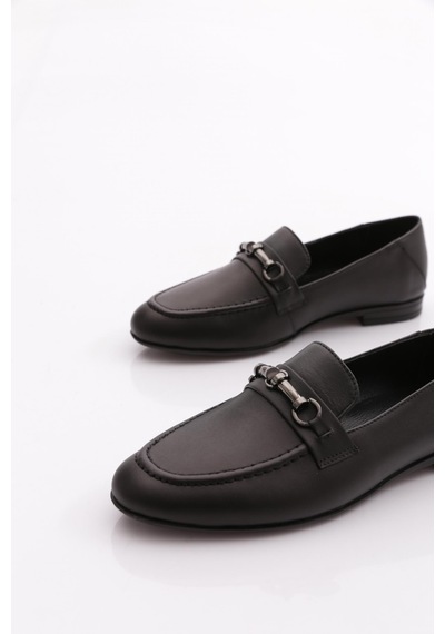 Dgn 506 Kadin Loafer Ayakkabi Siyah Napa