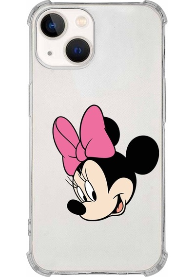 Apple Uyumlu iPhone 13 Mini  Köşe Korumalı Antişok Kapak Minnie Mouse Tasarımlı Şeffaf Kılıf