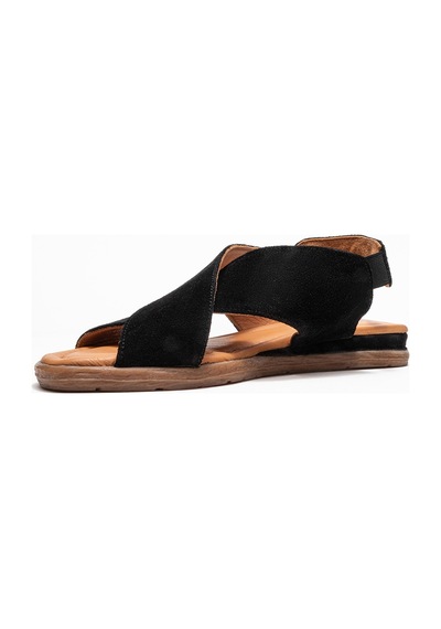 Luvishoes Luvi Shoes 706 Hakiki Deri Siyah Süet Kadın Sandalet Siyah Süet