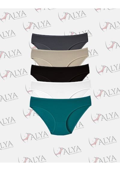 Alya Underwear Kadın Pamuklu Hipster - Slip Külot 5 Farklı Renk 1 Pakette Multicolor-p10