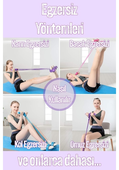Body Trimmer Mekik Kürek Çekme Bel İnceltme Aleti Evde Spor Lastikli Egzersiz Lastiği Mor